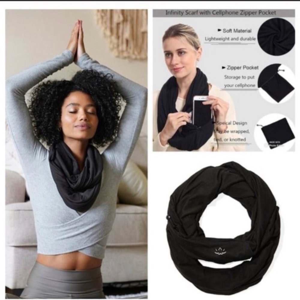 Pocket Infinity Scarf Black Beyond Yoga
